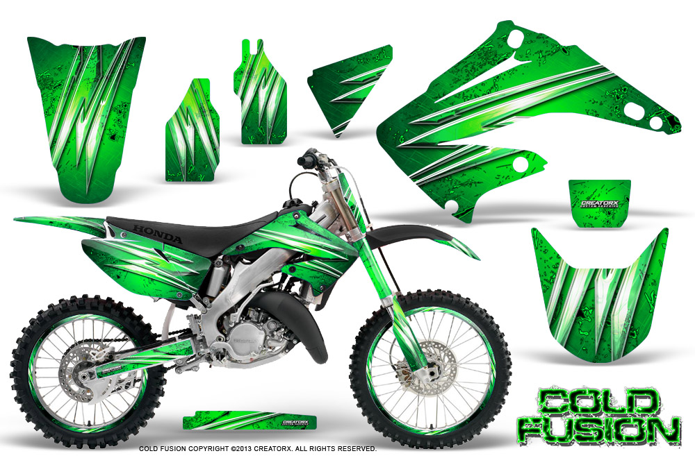 Honda CR125 CR250 02-10 Graphics Kit Cold Fusion Green NP Rims